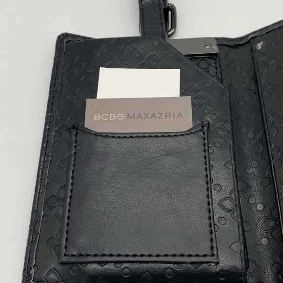 ☘️5 for $40☘️ BCBGMAXAZRIA Black Fold-over Card Holder with Luggage Tag NWT - Picture 7 of 12